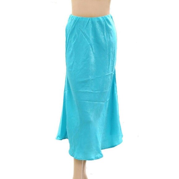 The Great Solid Midi Skirt Flared Pull-On Asymmetrical High Waisted XS